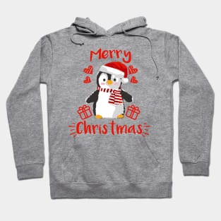 Merry Christmas Cute Baby Penguin Red and White Hoodie